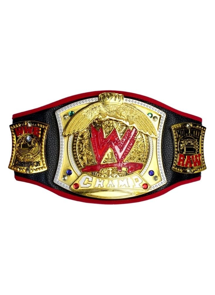 بريميم حزام بطولة المصارعة للأطفال مع مجموعة قفازات الملاكمة - حزام بطولة على طراز WWE وقفازات ملاكمة حمراء للعب التخيلي - Image 4